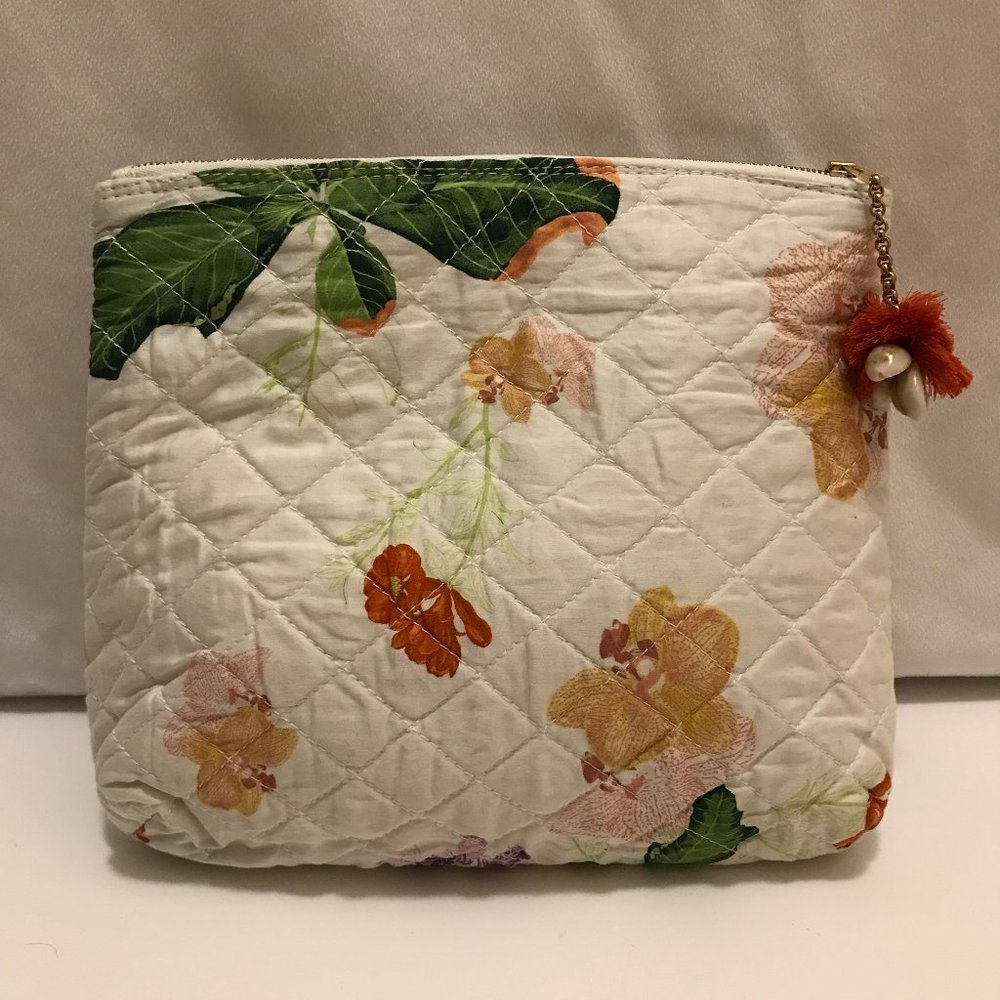 Verandah Quilted Floral Clutch, Shell Zipper Pull